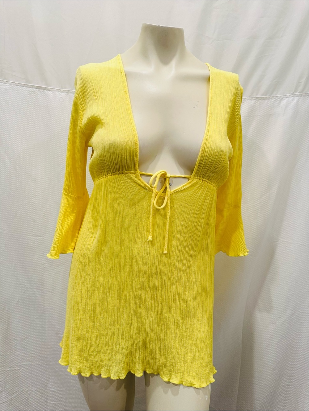 Bright Yellow Tie-Front Women's Swim Coverup by